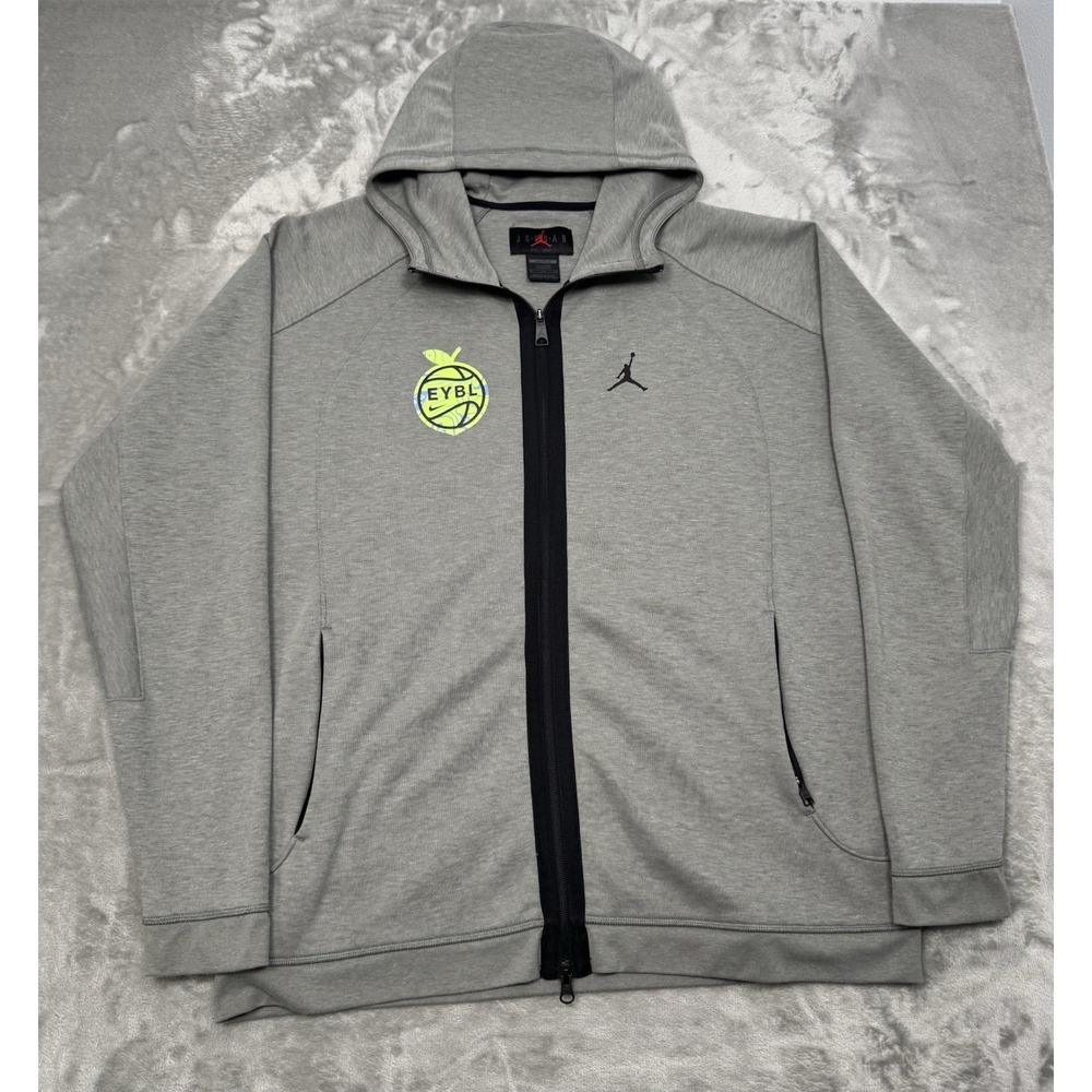 Nike Air Jordan EYBL Hoodie Mens XL Gray Full Zip Jacket Sweatshirt Fleece Tech